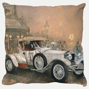 White Vintage Luxury Car Pillow Cover